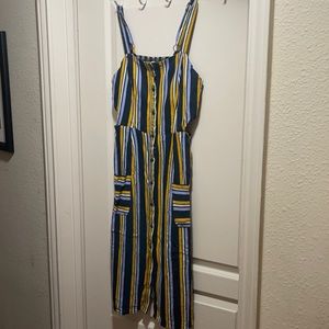 Multicolor Striped Cutout Dress with Pockets